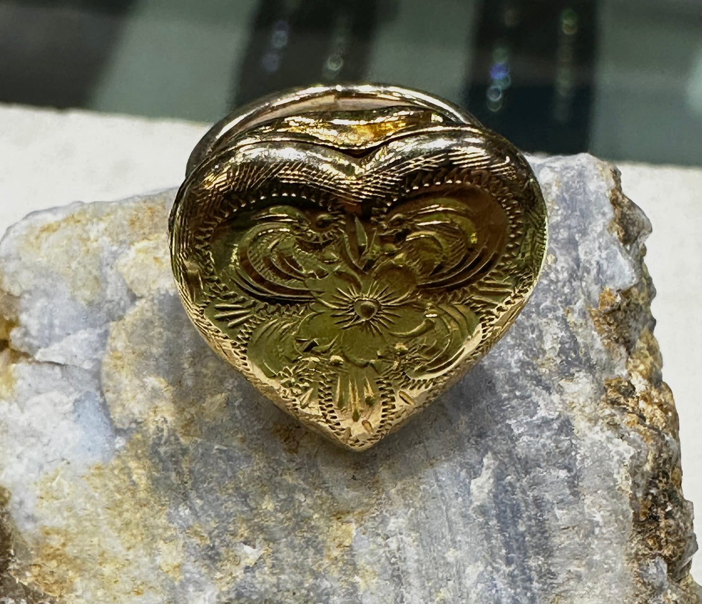 Vintage Gold Heart Locket Ring 4.9g, Picture Locket Ring, Keepsake Ring, Vintage Yellow Gold Rings