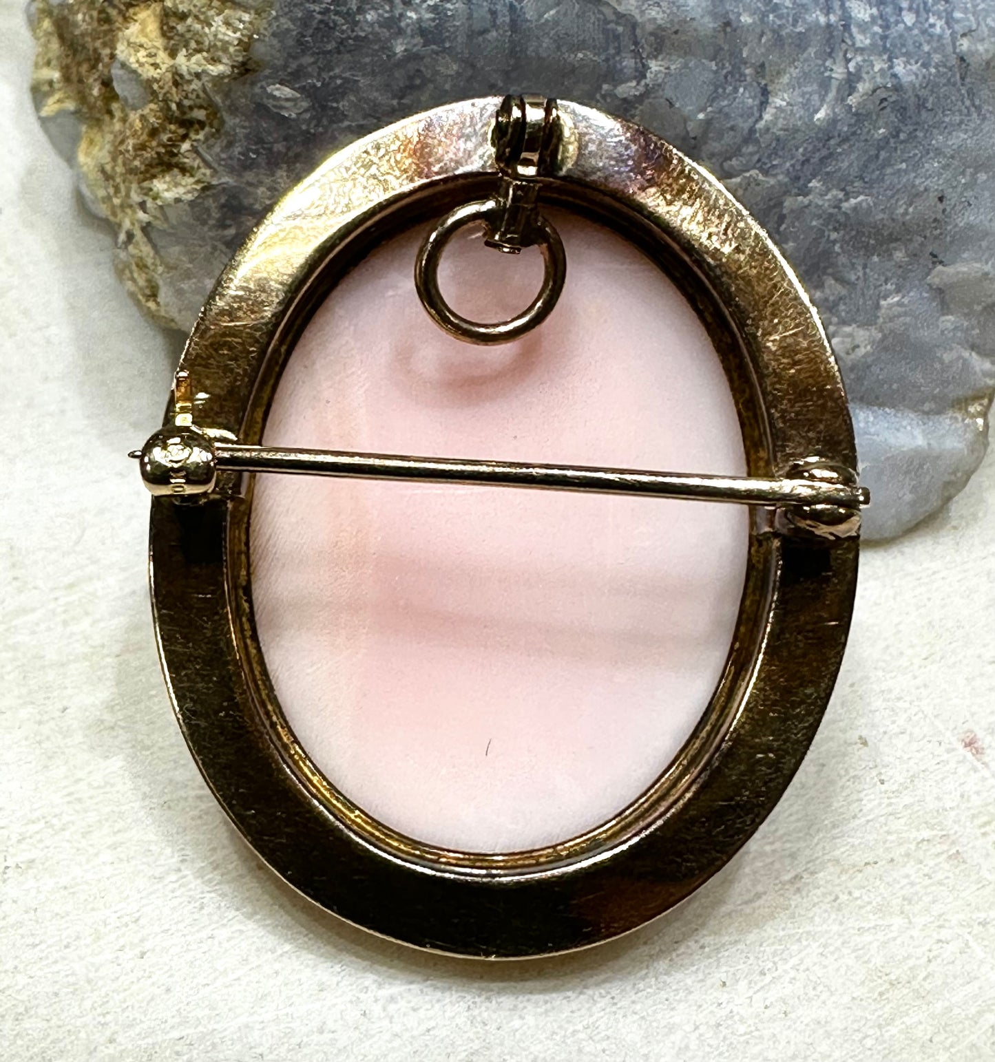 Antique 10k Yellow and Rose Gold Victorian Oval Carved Shell Cameo Multi-wear Brooch or Pendant