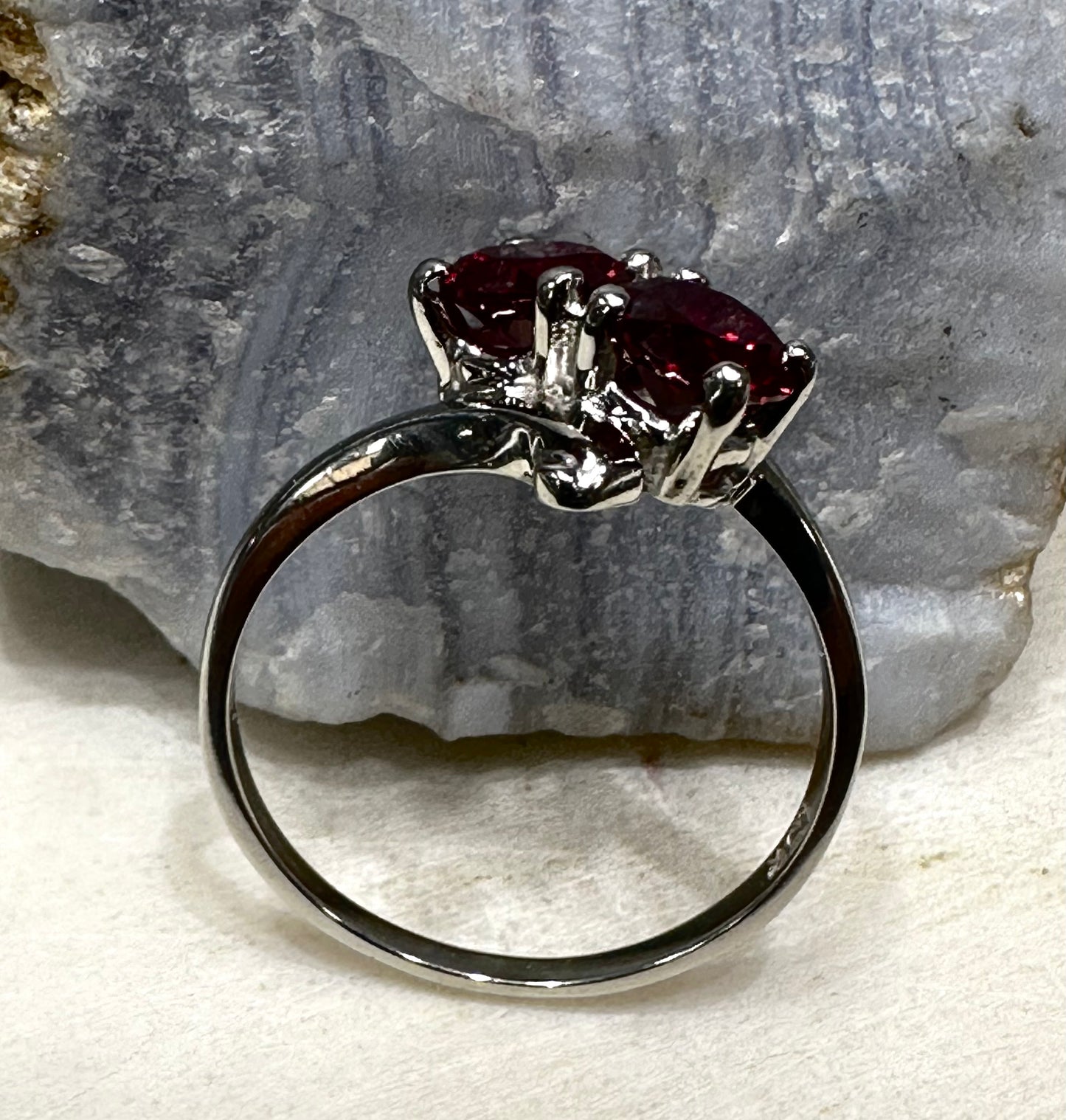 Vintage Ruby White gold Ring 10kt Gold The Stone are Synthetic July Birthstone Art Deco Piece